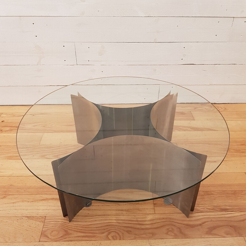 Brushed steel table - 1970s