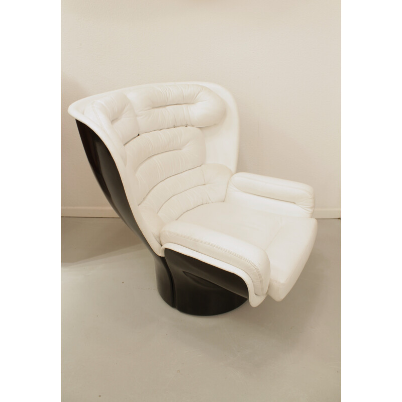 Fauteuil cuir "Elda" Black & White, Joe Colombo - 1960