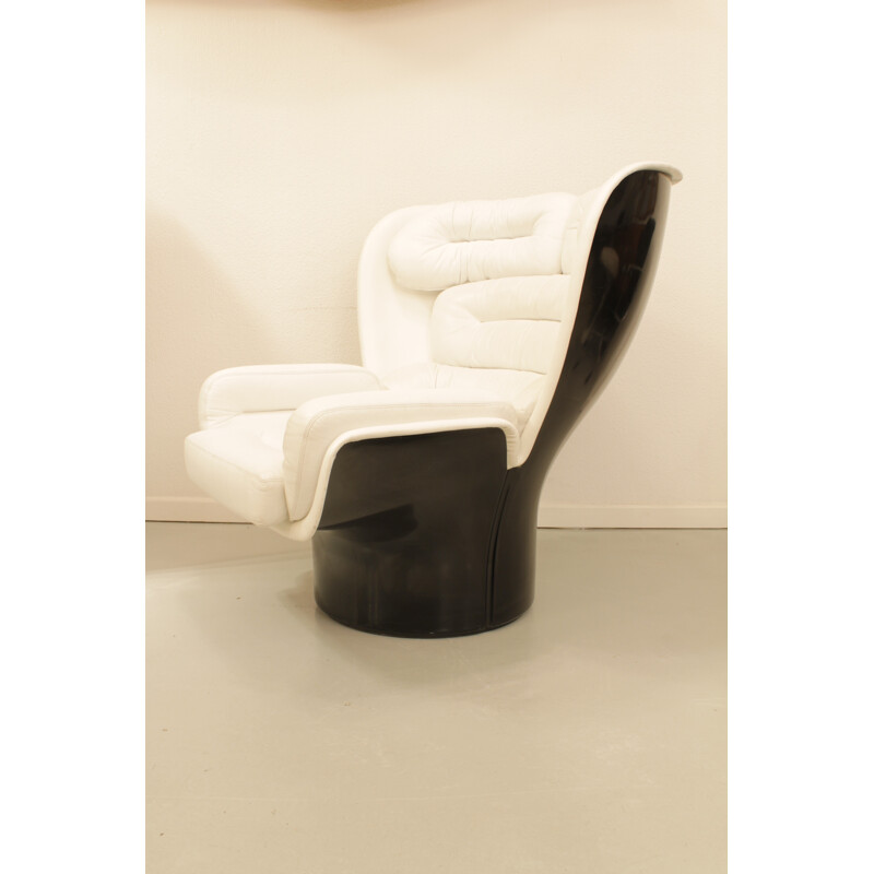 "Elda" black & white leather armchair by Joe Colombo - 1960s