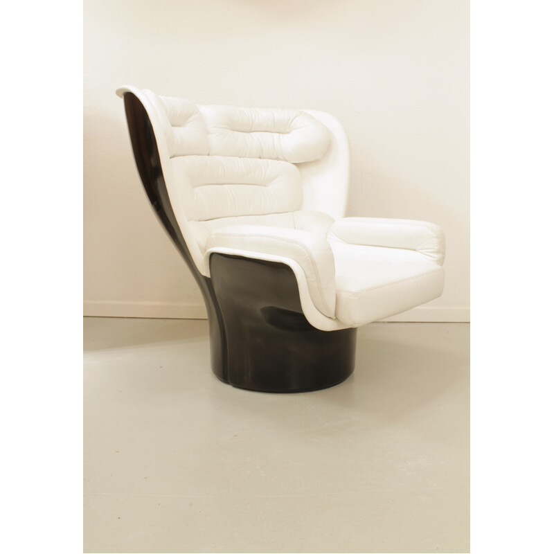 "Elda" black & white leather armchair by Joe Colombo - 1960s