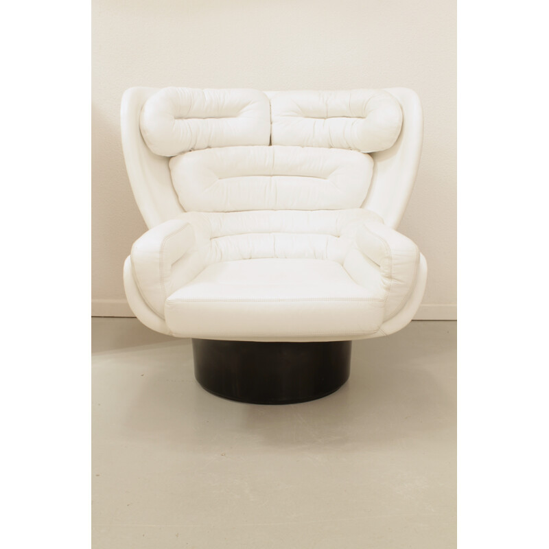 "Elda" black & white leather armchair by Joe Colombo - 1960s