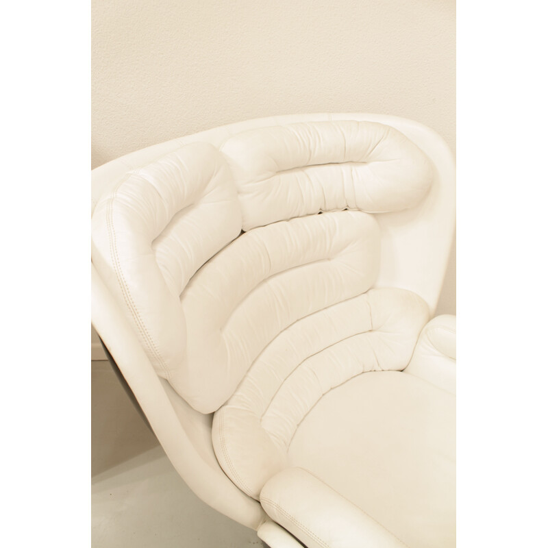 "Elda" black & white leather armchair by Joe Colombo - 1960s