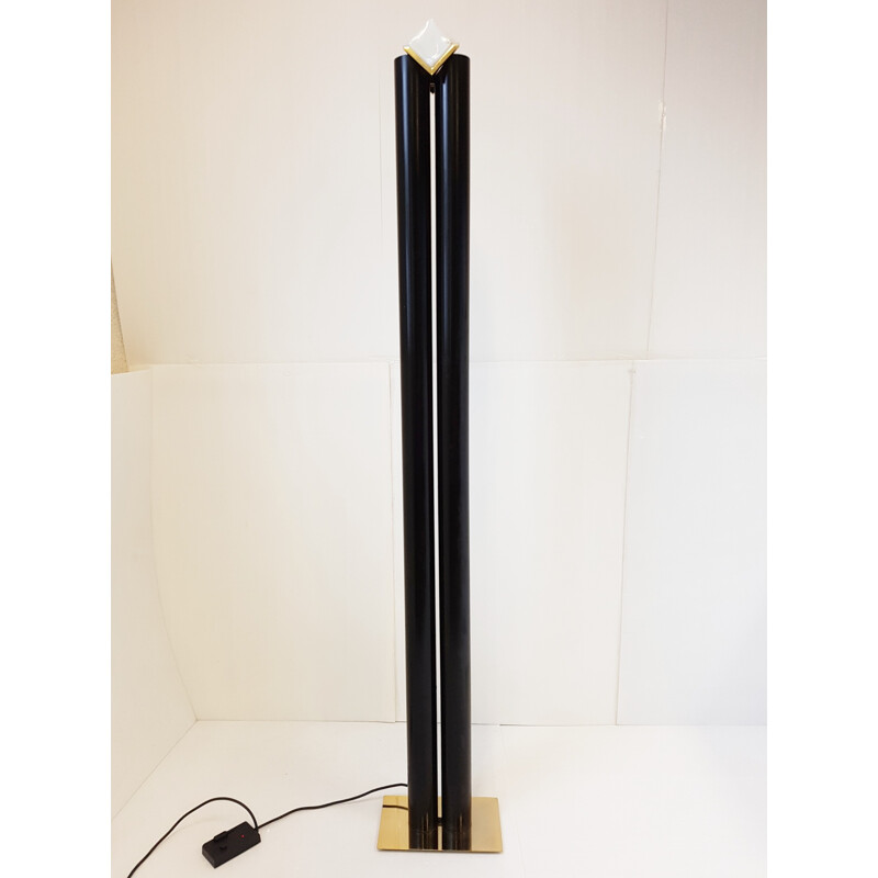 Vintage floor lamp in steel and Murano, Italy 1970