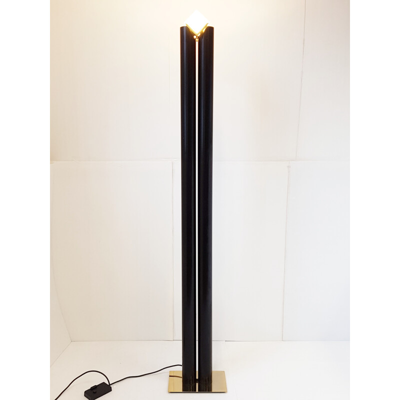 Vintage floor lamp in steel and Murano, Italy 1970