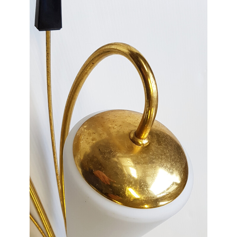 Giant reed brass and glass Wall lamp - 1950s
