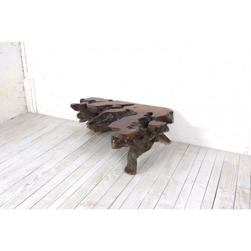 Brutalist Rootwood Console Table - 1960s