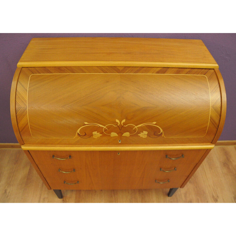 Vintage Swedish Roll-Top Secretaire - 1960s