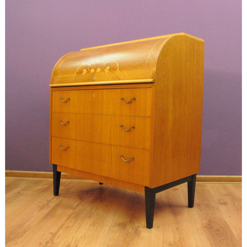 Vintage Swedish Roll-Top Secretaire - 1960s