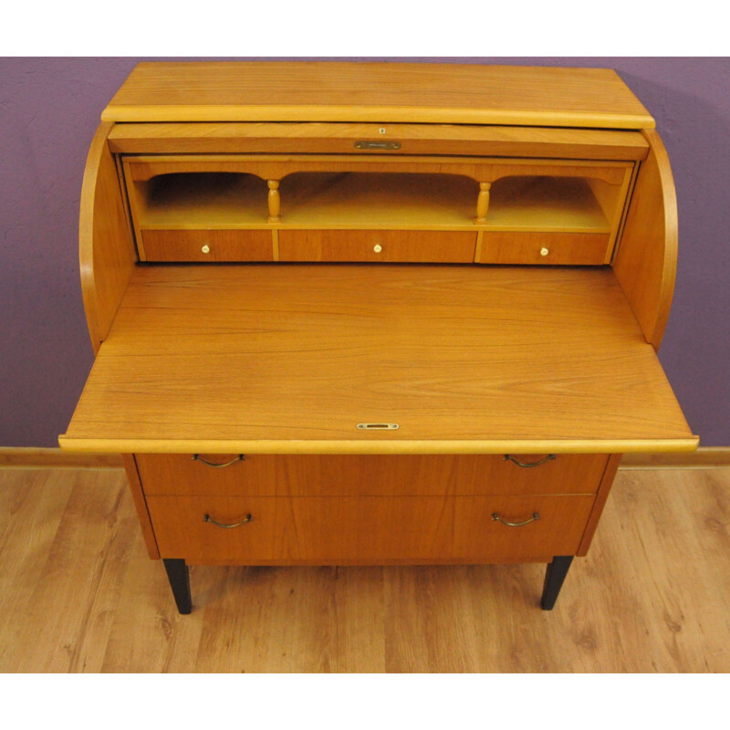 Vintage Swedish Roll-Top Secretaire - 1960s