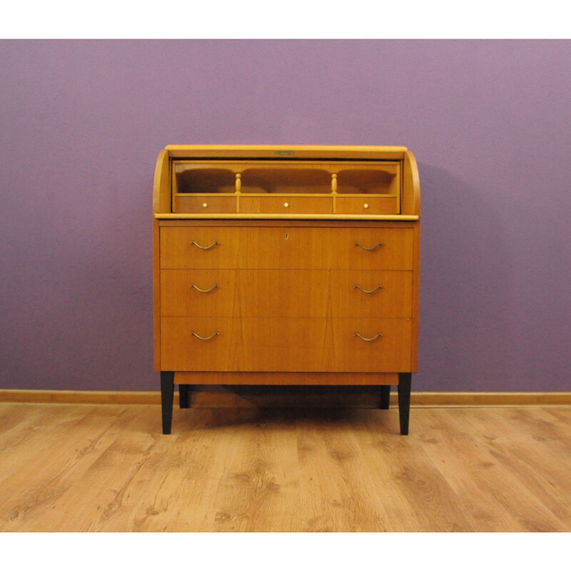 Vintage Swedish Roll-Top Secretaire - 1960s