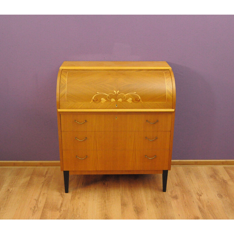 Vintage Swedish Roll-Top Secretaire - 1960s