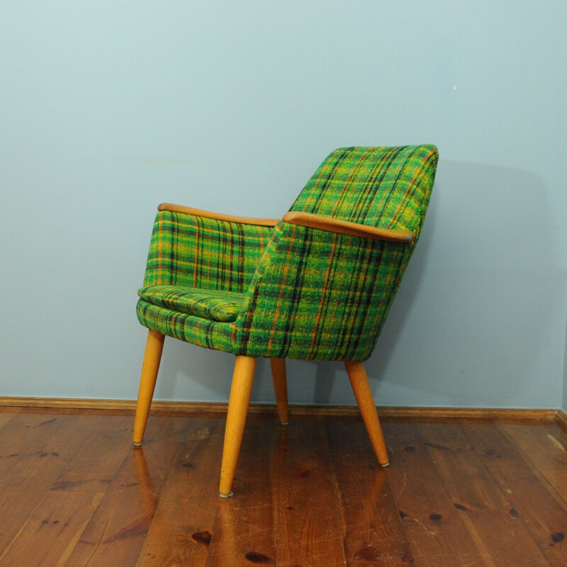 Fauteuil vert vintage danois - 1960