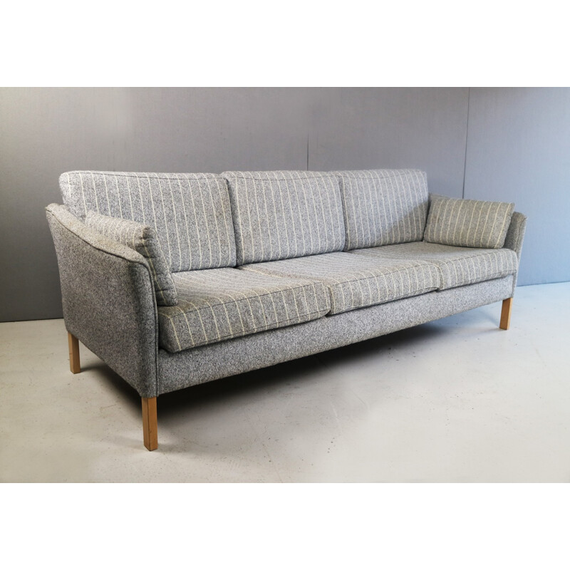 Vintage Danish of 3 Seater Sofa With Pinstripe Upholstery - 1970s