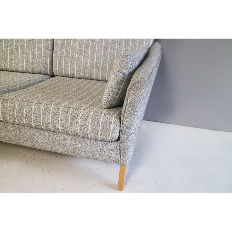 Vintage Danish of 3 Seater Sofa With Pinstripe Upholstery - 1970s