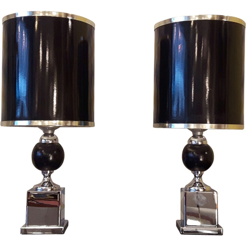 A pair of lamps in chromed metal - 1970s