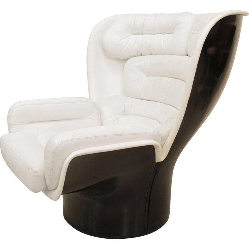"Elda" black & white leather armchair by Joe Colombo - 1960s