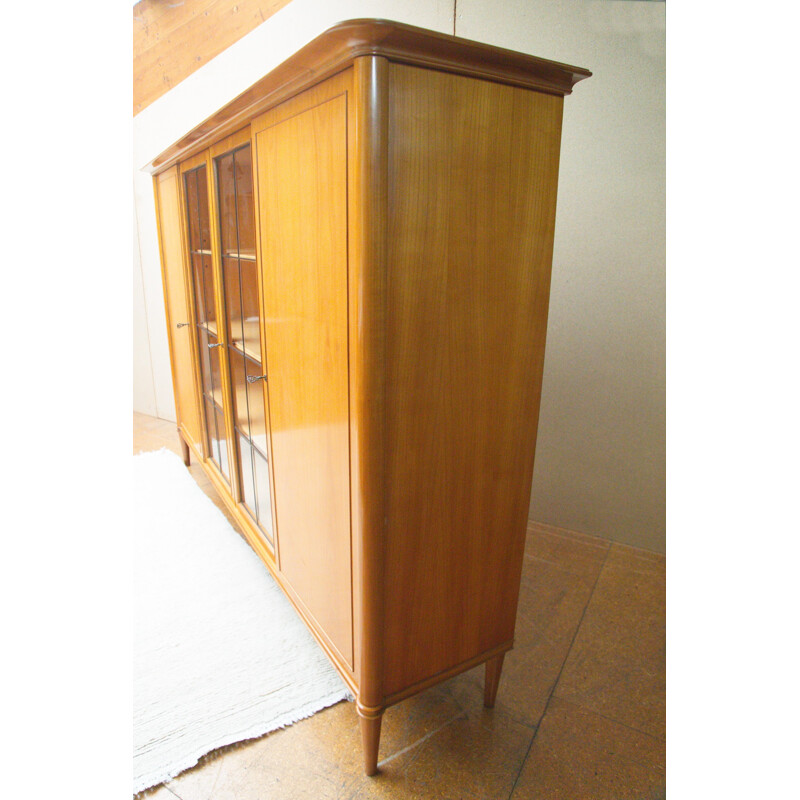 Vintage german high board in cherrywood with display case - 1950s