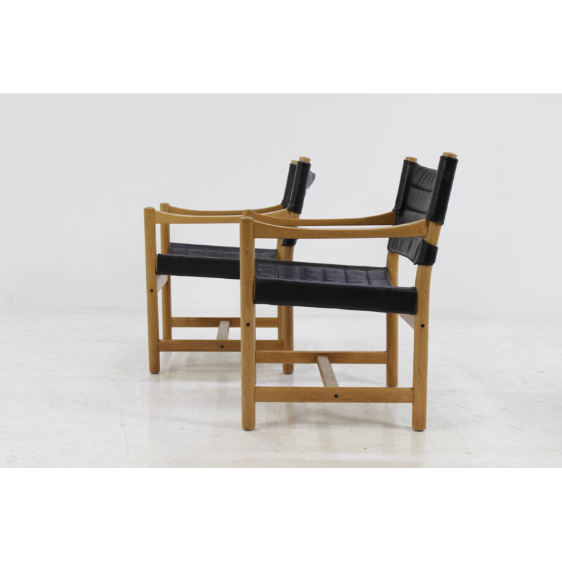 Pair of Danish Black Leather Armchairs by Ditte and Adrian Heath - 1960s