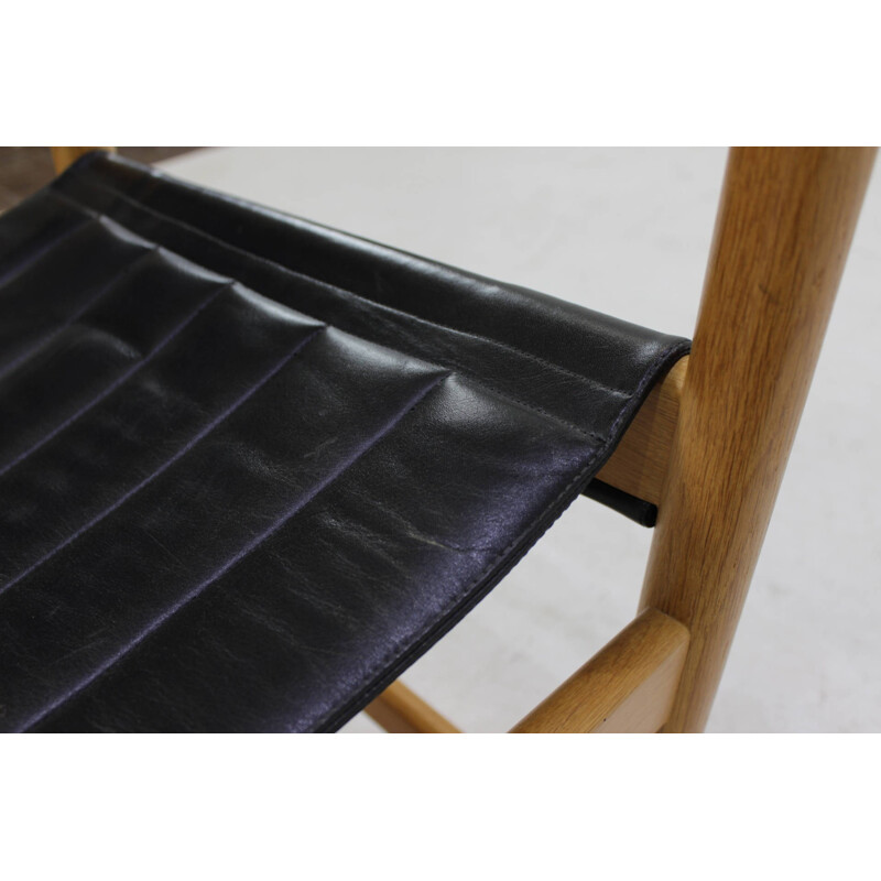 Pair of Danish Black Leather Armchairs by Ditte and Adrian Heath - 1960s