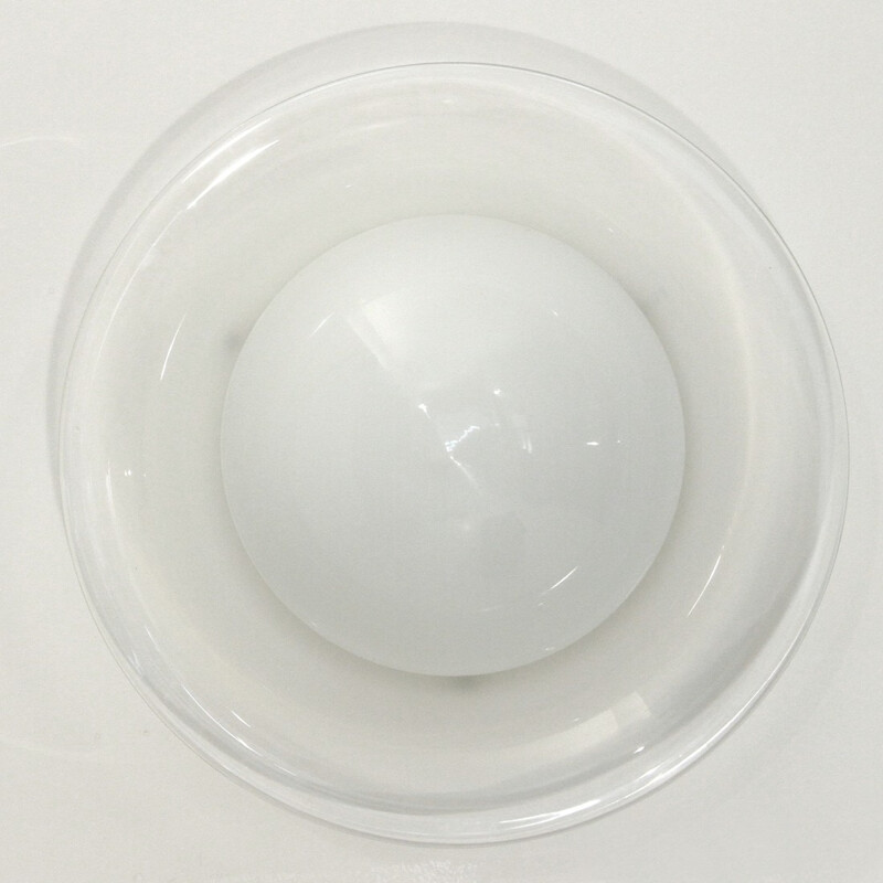 Italian round white glass sconce - 1970s