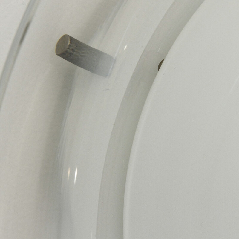 Italian round white glass sconce - 1970s