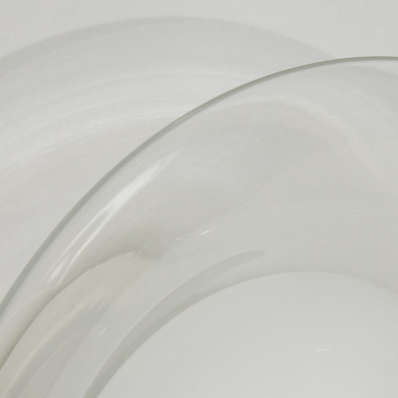 Italian round white glass sconce - 1970s