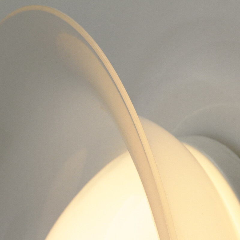 Italian round white glass sconce - 1970s