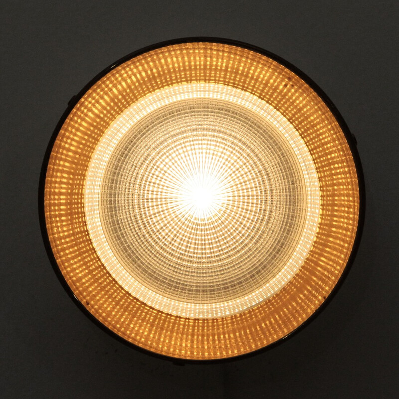 Italian round sconce in brass and glass by Stilnovo - 1950s