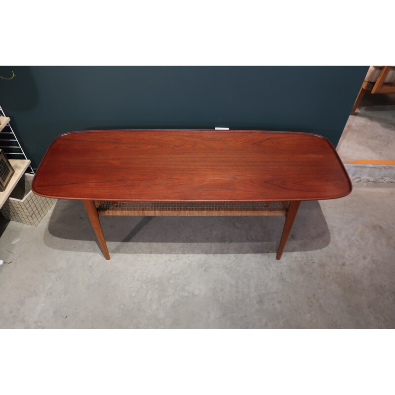 Scandinavian low table made of teak and canage - 1960s