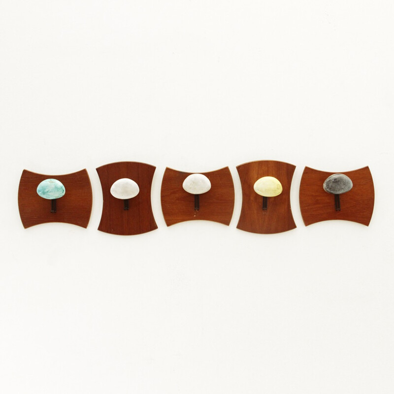 Set of 5 glazed ceramic hanger by Campo e Graffi for Home - 1950s