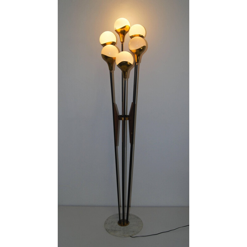 Stilnovo Floor Lamp with Opaline Globes - 1950s