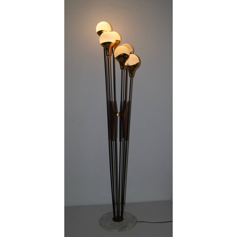 Stilnovo Floor Lamp with Opaline Globes - 1950s
