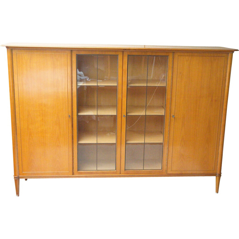 Vintage german high board in cherrywood with display case - 1950s