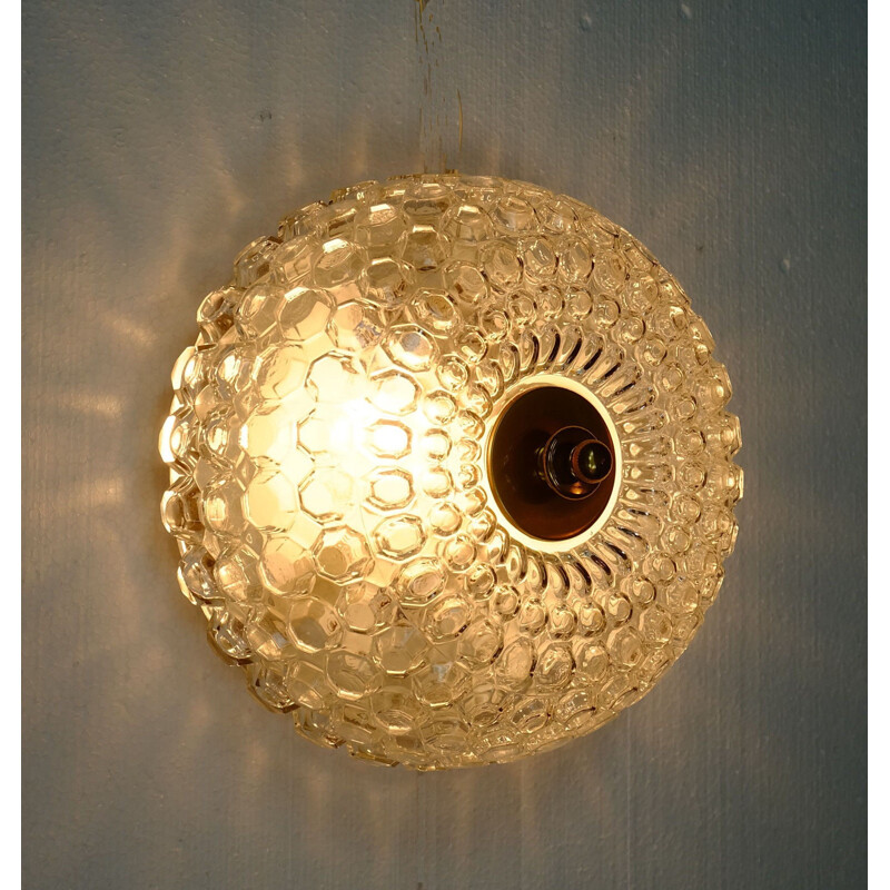 Vintage limburg bubble glass ceiling lamp sconce by Glashütte Limburg - 1960s