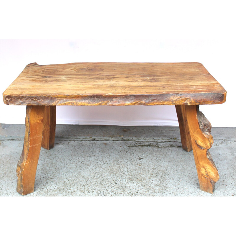 Vintage solid elm living room table, 1960