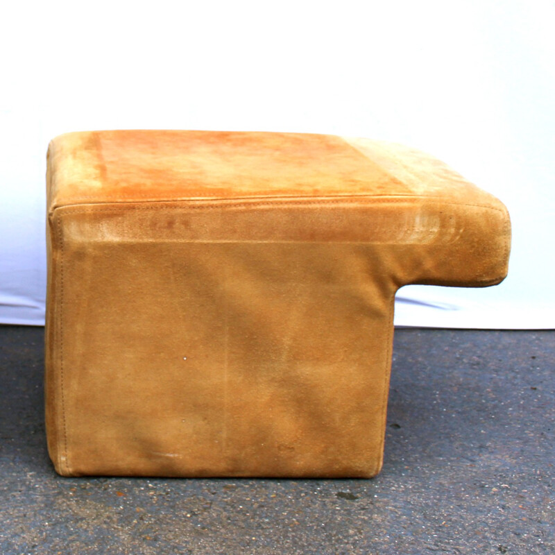 Coppia di terminali di divano in pelle scamosciata e acciaio inossidabile - 1970