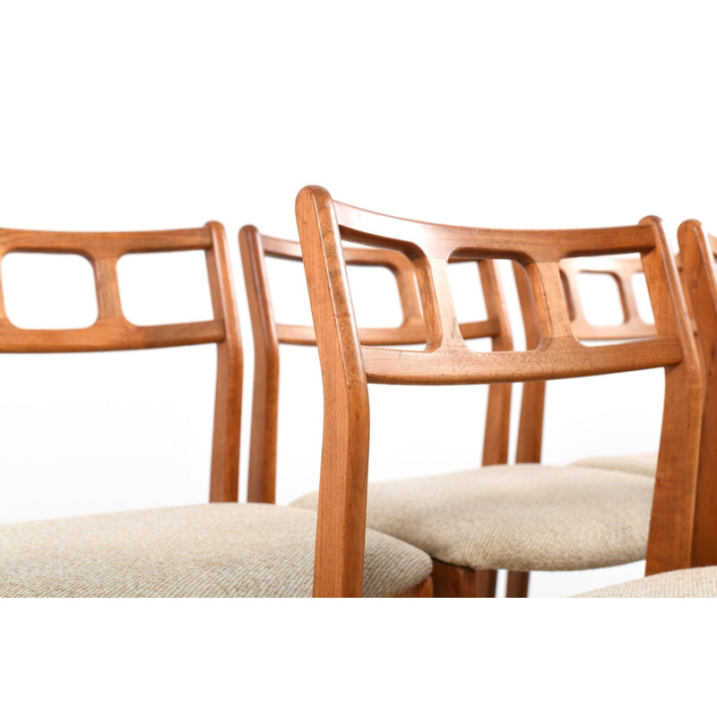 Ensemble de 6 chaises à repas danoises en teck - 1960