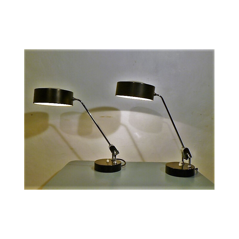 Pair of office lamps by André Mounique & Alain Jujeau for Jumo - 1970s