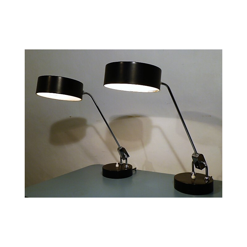 Pair of office lamps by André Mounique & Alain Jujeau for Jumo - 1970s