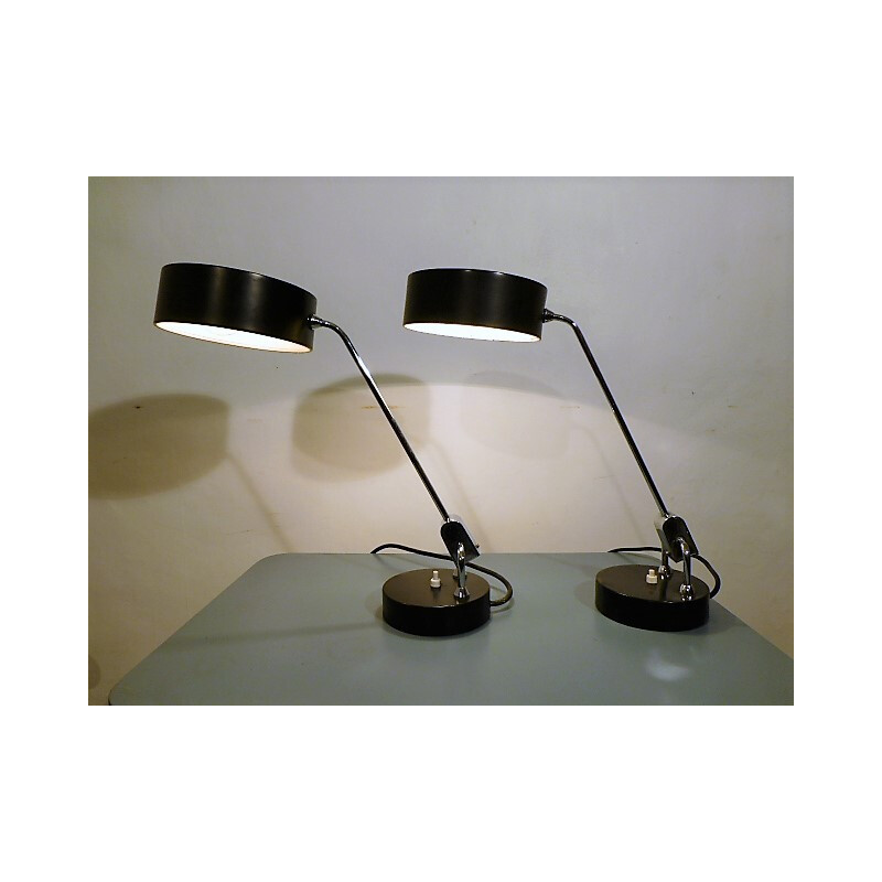 Pair of office lamps by André Mounique & Alain Jujeau for Jumo - 1970s