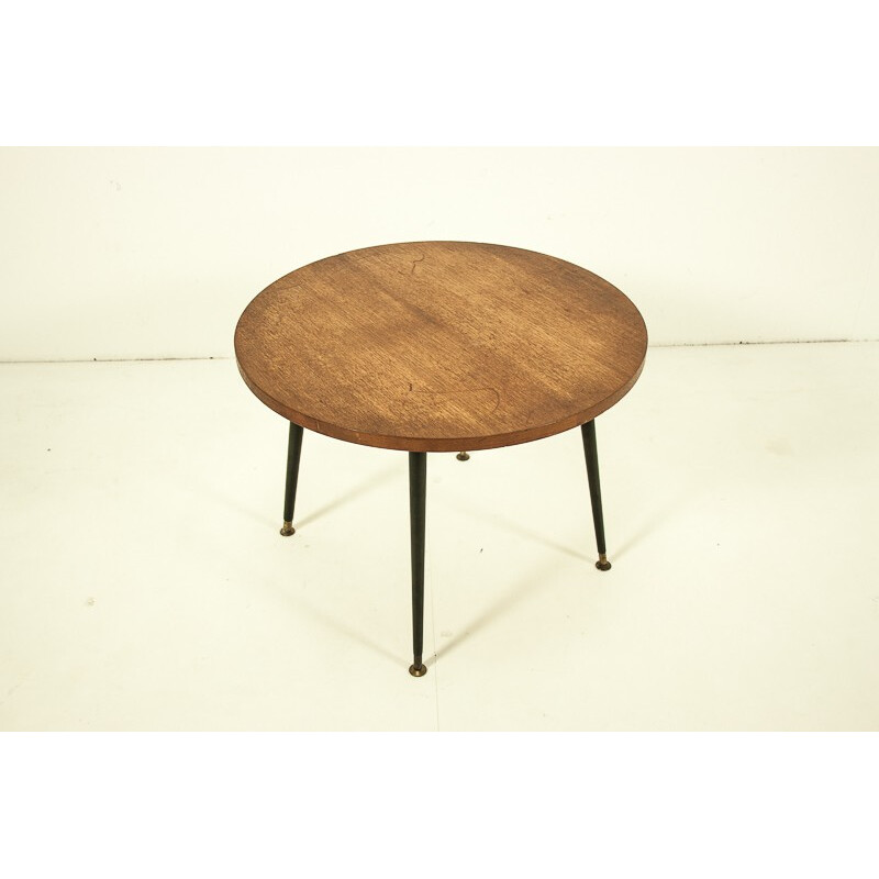 Round teak coffee table - 1950s