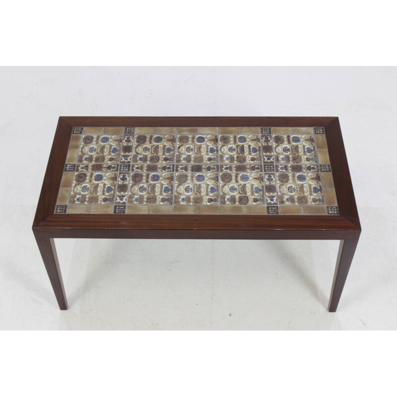 Teak and Ceramic Coffee Table by Severin Hansen For Haslev - 1960s