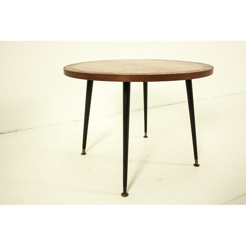 Round teak coffee table - 1950s