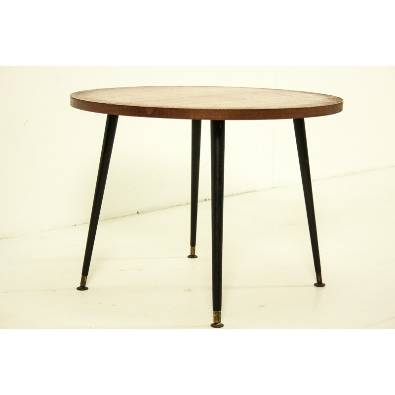 Table basse ronde en teck - années 50