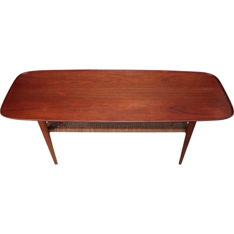 Scandinavian low table made of teak and canage - 1960s