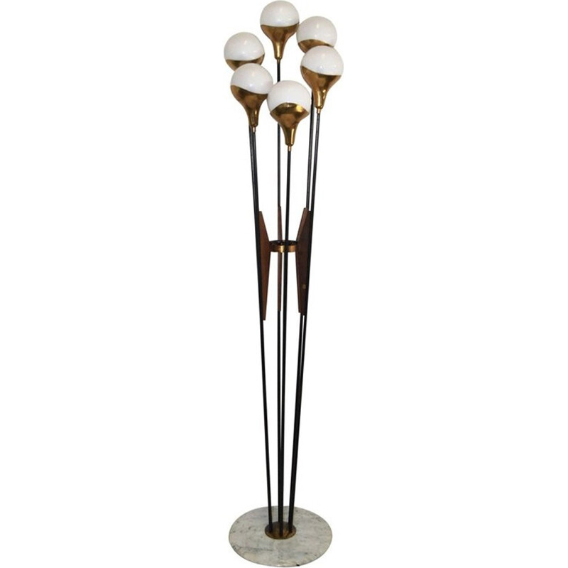 Stilnovo Floor Lamp with Opaline Globes - 1950s