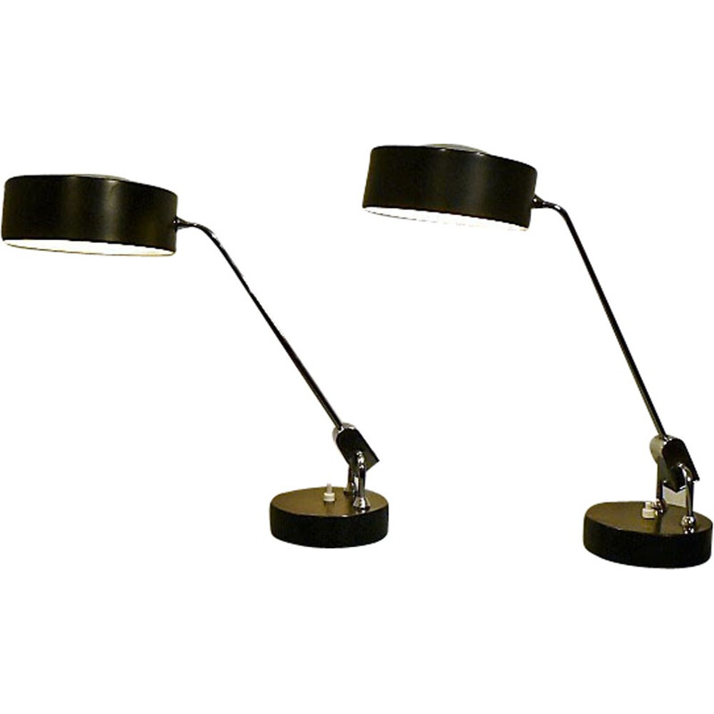 Pair of office lamps by André Mounique & Alain Jujeau for Jumo - 1970s