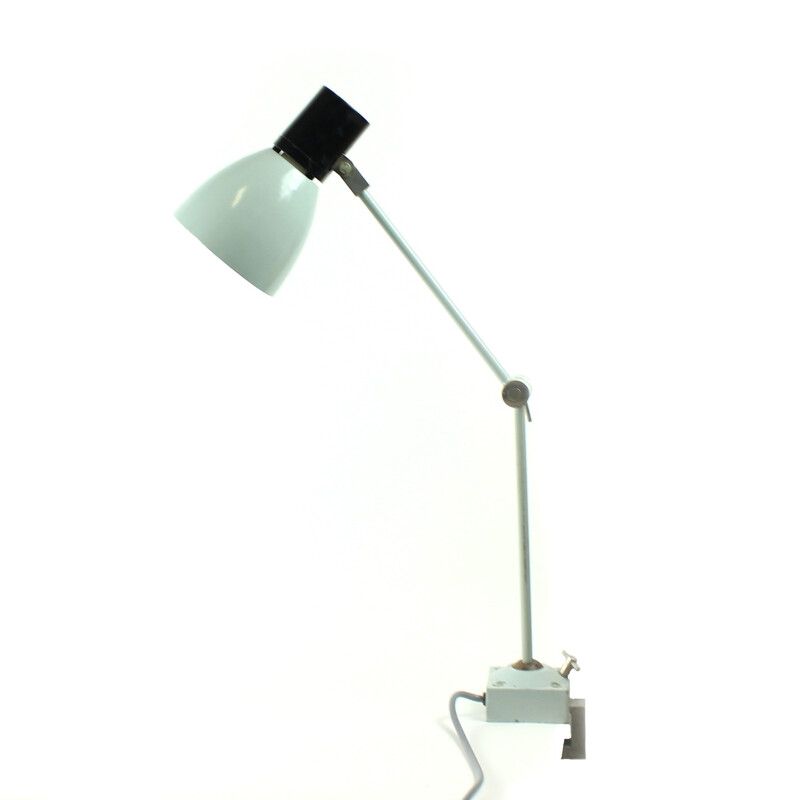 Lampe de table vintage industrielle grise, Tcheque 1960