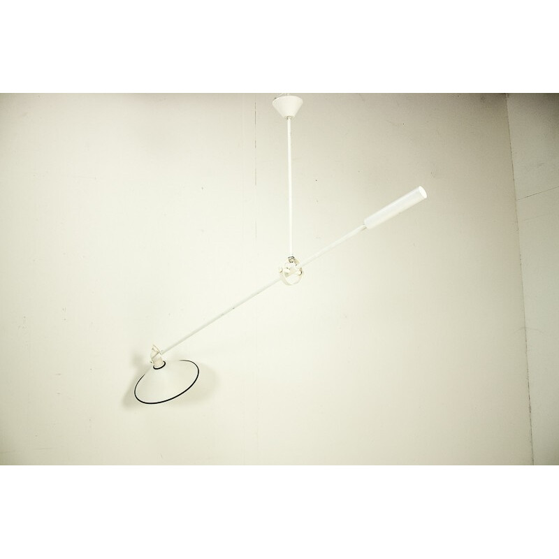 White counterbalance ceiling lamp, J.J.M. HOOGERVORST - 1970s 