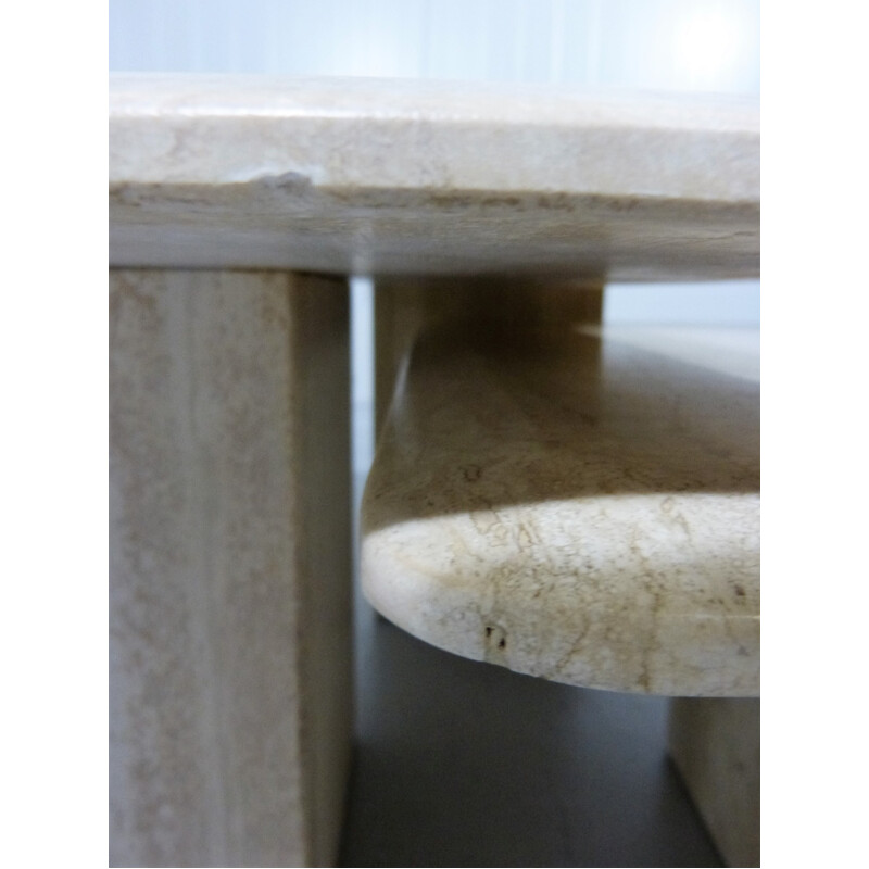 Set of 3 Travertine Side Tables - 1970s